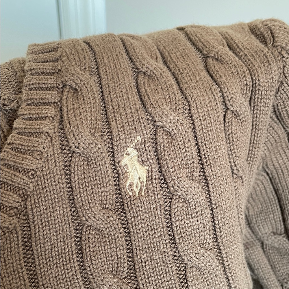 Polo by Ralph Lauren V-Neck Brown Cable Knit Sweater - Picture 7 of 7